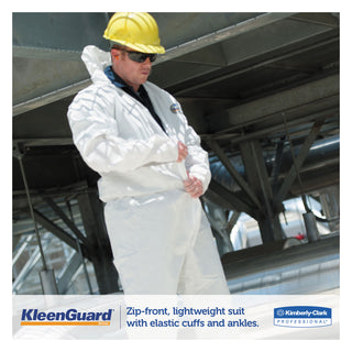 KleenGuard™ A35 Liquid and Particle Protection Coveralls, Zipper Front, Hooded, Elastic Wrists and Ankles, 2X-Large, White, 25/Carton (KCC38941)