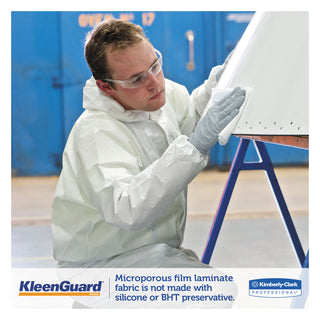 KleenGuard™ A35 Liquid and Particle Protection Coveralls, Zipper Front, Hooded, Elastic Wrists and Ankles, Large, White, 25/Carton (KCC38938)