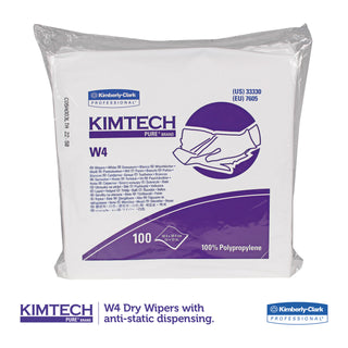 Kimtech™ W4 Critical Task Wipers, Flat Double Bag, 12 x 12, Unscented, White, 100/Bag, 5 Bags/Carton (33330KIM)