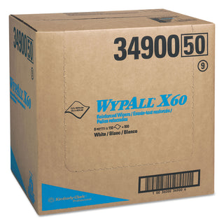WypAll® General Clean X60 Cloths, Flat Sheet, 12.5 x 16.8, White, 150/Box, 6 Boxes/Carton (34900KIM)