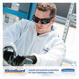 KleenGuard™ A35 Liquid and Particle Protection Coveralls, Zipper Front, Hooded, Elastic Wrists and Ankles, Large, White, 25/Carton (KCC38938)