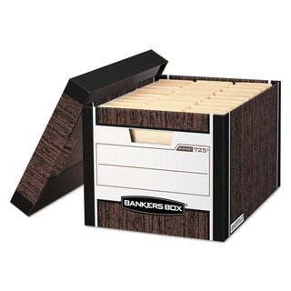 Bankers Box® R-KIVE Heavy-Duty Storage Boxes, Letter/Legal Files, 12.75" x 16.5" x 10.38", Woodgrain, 12/Carton (FEL00725)