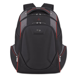 SOLO® Launch Laptop Backpack, 17.3", 12 1/2 x 8 x 19 1/2, Black/Gray/Red (USLACV7114)