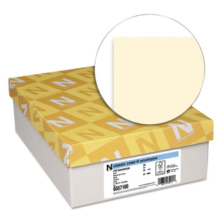 Neenah Paper CLASSIC CREST #10 Envelope, Commercial Flap, Gummed Closure, 4.13 x 9.5, Baronial Ivory, 500/Box (NEE6557100)