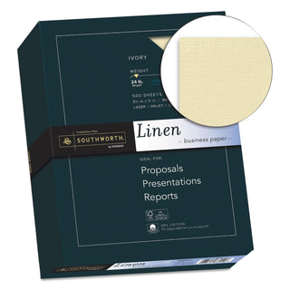 Southworth® 25% Cotton Linen Business Paper, 24 lb, 8.5 x 11, Ivory, 500/Ream (SOU564C)