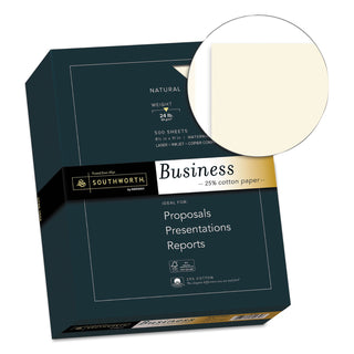 Southworth® 25% Cotton Business Paper, 24 lb, 8.5 x 11, Natural, 500/Ream (SOU404NC)