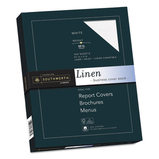 Southworth® 25% Cotton Linen Cover Stock, 65lb, 8.5 x 11, 100/Pack (SOUZ550CK)
