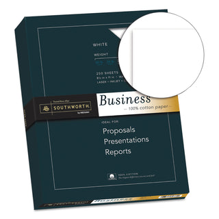 Southworth® 100% Cotton Business Paper, 95 Bright, 32 lb, 8.5 x 11, White, 250/Pack (SOUJD18C)