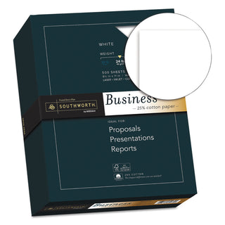 Southworth® 25% Cotton Business Paper, 95 Bright, 24 lb, 8.5 x 11, White, 500/Ream (SOU404C)