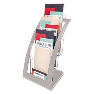 deflecto® 3-Tier Literature Holder, Leaflet Size, 6.75w x 6.94d x 13.31h, Silver (DEF693645)