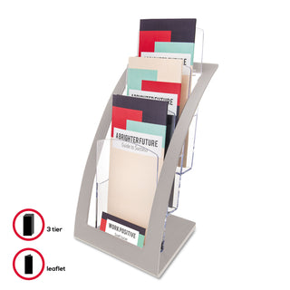 deflecto® 3-Tier Literature Holder, Leaflet Size, 6.75w x 6.94d x 13.31h, Silver (DEF693645)