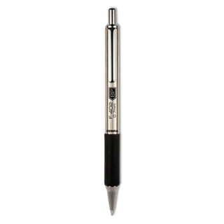 Zebra® F-402 Retractable Ballpoint Pen, 0.7mm, Black Ink, Stainless Steel/Black Barrel (ZEB29210)