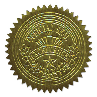 Geographics® Self-Adhesive Embossed Seals, 2" dia., Gold, 20/Sheet, 5 Sheets/Pack (GEO20014)
