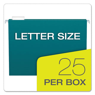 Pendaflex® Colored Hanging Folders, Letter Size, 1/5-Cut Tab, Teal, 25/Box (ESS81614)