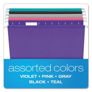 Pendaflex® Colored Reinforced Hanging Folders, Letter Size, 1/5-Cut Tab, Assorted, 25/Box (ESS415215ASST2)