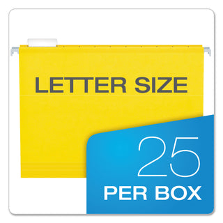 Pendaflex® Extra Capacity Reinforced Hanging File Folders with Box Bottom, Letter Size, 1/5-Cut Tab, Yellow, 25/Box (ESS4152X2YEL)
