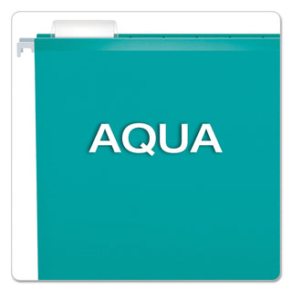 Pendaflex® Colored Reinforced Hanging Folders, Letter Size, 1/5-Cut Tab, Aqua, 25/Box (ESS415215AQU)