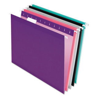 Pendaflex® Colored Reinforced Hanging Folders, Letter Size, 1/5-Cut Tab, Assorted, 25/Box (ESS415215ASST2)