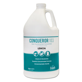 Fresh Products Conqueror 103 Odor Counteractant Concentrate, Lemon, 1 gal Bottle, 4/Carton (1-WBLEMON)