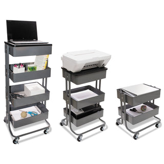 Vertiflex® Multi-Use Storage Cart/Stand-Up Workstation, 15.25w x 11.25d x 18.5 to 39h, Gray (VRTVF51025)