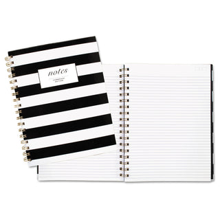 Cambridge® Black & White Striped Hardcover Notebook, 1 Subject, Wide/Legal Rule, Black/White Stripes Cover, 9.5 x 7.25, 80 Sheets (MEA59012)