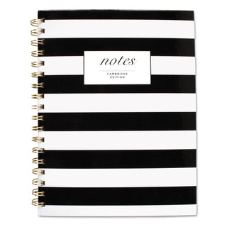 Cambridge® Black & White Striped Hardcover Notebook, 1 Subject, Wide/Legal Rule, Black/White Stripes Cover, 9.5 x 7.25, 80 Sheets (MEA59012)