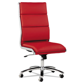 Alera® Neratoli High-Back Slim Profile Chair, Supports up to 275 lbs, Red Seat/Red Back, Chrome Base (ALENR4139)