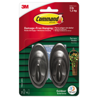 Command™ All Weather Hooks and Strips, Plastic, Medium, 2 Hooks and 4 Strips/Pack (MMM17086SAW)