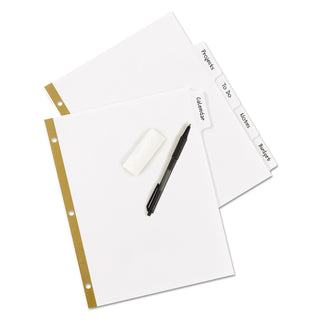 Avery® Write & Erase Big Tab Paper Dividers, 5-Tab, White, Letter (AVE23075)