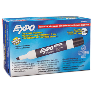 EXPO® Low-Odor Dry-Erase Marker, Broad Chisel Tip, Black, Dozen (SAN80001)