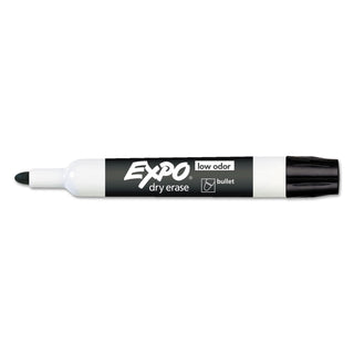 EXPO® Low-Odor Dry-Erase Marker, Medium Bullet Tip, Black, Dozen (SAN82001)