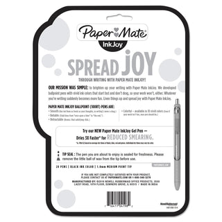 Papermate® InkJoy 100 RT Retractable Ballpoint Pen, Medium 1mm, Black Ink/Barrel, 20/Pack (PAP1951395)