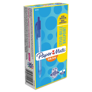 Papermate® InkJoy 100 RT Retractable Ballpoint Pen, Medium 1mm, Blue Ink/Barrel, Dozen (PAP1951253)