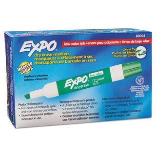 EXPO® Low-Odor Dry-Erase Marker, Broad Chisel Tip, Green, Dozen (SAN80004)