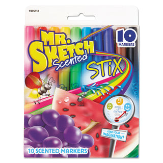 Mr. Sketch® Scented Stix Watercolor Marker Set, Fine Bullet Tip, Assorted Colors, 10/Set (SAN1905313)