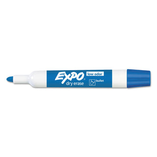 EXPO® Low-Odor Dry-Erase Marker, Medium Bullet Tip, Blue, Dozen (SAN82003)