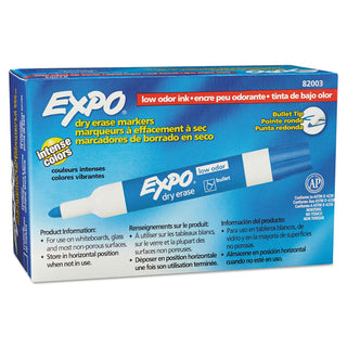 EXPO® Low-Odor Dry-Erase Marker, Medium Bullet Tip, Blue, Dozen (SAN82003)
