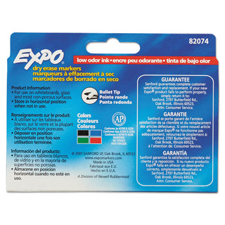 EXPO® Low-Odor Dry-Erase Marker, Medium Bullet Tip, Assorted Colors, 4/Set (SAN82074)