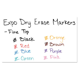 EXPO® Low-Odor Dry-Erase Marker, Fine Bullet Tip, Assorted Colors, 8/Set (SAN86601)