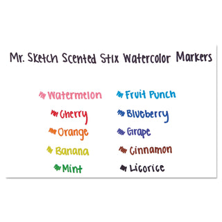 Mr. Sketch® Scented Stix Watercolor Marker Set, Fine Bullet Tip, Assorted Colors, 10/Set (SAN1905313)
