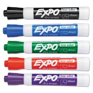 EXPO® Low-Odor Dry-Erase Marker, Broad Chisel Tip, Assorted Colors, 36/Box (SAN1921061)