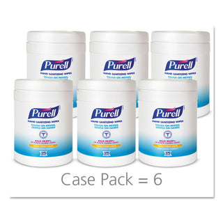 PURELL® Sanitizing Hand Wipes, 6 x 6 3/4, White, 270/Canister, 6 Canisters/Carton (GOJ9113-06)
