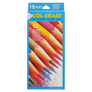 Prismacolor® Col-Erase Pencil with Eraser, 0.7 mm, 2B (#1), Assorted Lead/Barrel Colors, Dozen (SAN20516)