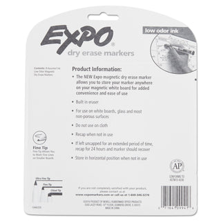 EXPO® Magnetic Dry Erase Marker, Fine Bullet Tip, Assorted Colors, 8/Pack (SAN1944748)