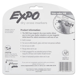 EXPO® Magnetic Dry Erase Marker, Broad Chisel Tip, Black, 4/Pack (SAN1944729) (SAN1944729)