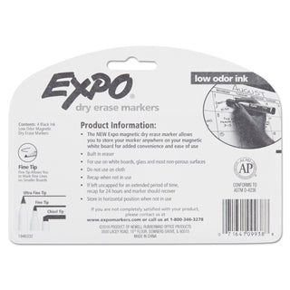 EXPO® Magnetic Dry Erase Marker, Fine Bullet Tip, Black, 4/Pack (SAN1944745)