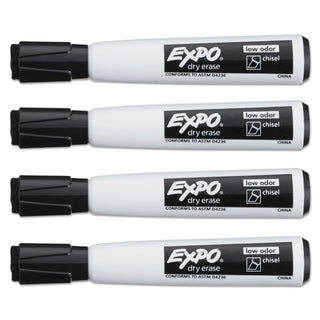 EXPO® Magnetic Dry Erase Marker, Broad Chisel Tip, Black, 4/Pack (SAN1944729) (SAN1944729)