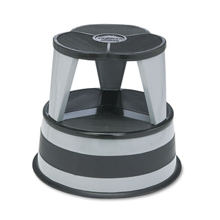 Cramer® Kik-Step Steel Step Stool, 2-Step, 350 lb Capacity, 16" dia. x 14.25h, Slate (CRA100182)