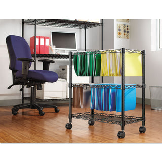 Alera® Two-Tier Rolling File Cart, 26w x 14d x 29.5h, Black (ALEFW601426BL)