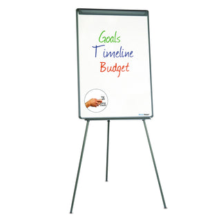 MasterVision™ Basic Tripod Melamine Presentation Easel, 22 1/2 x 42, White/Black (BVCEA2300045)